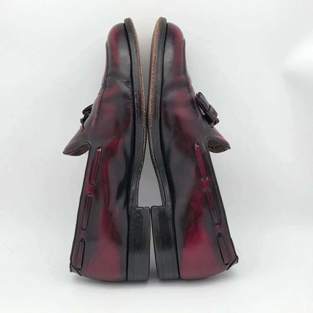 Johnston & Murphy Heritage Vintage Tassel Loafers Mens 9.5 C Oxblood Leather USA